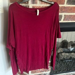 Maroon off the shoulder shirt, adult small, stretchy material